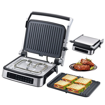 Сменяемая тарелка BBQ Panini Press Grill Griddle Бездымный внутренний гриль светодиодный сенсорный экран Цифровой контактный гриль