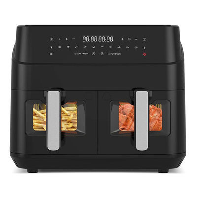 9L двойной корзины воздушный фрайер со стеклянным окном 2600W умный цифровой двойной зоны воздушный фрайер