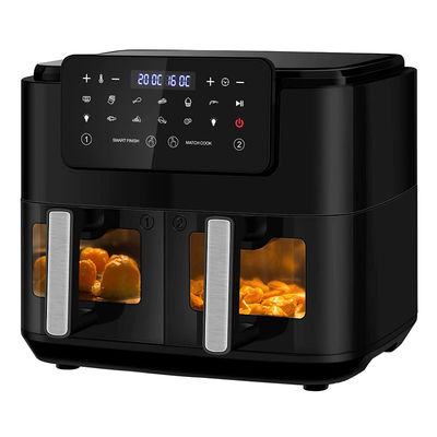 9L двойной корзины воздушный фрайер со стеклянным окном 2600W умный цифровой двойной зоны воздушный фрайер