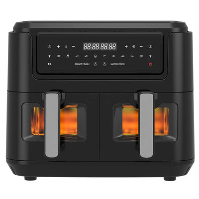 9L 2000W умный воздушный фрайер цифровой двойной корзины с видимым окном