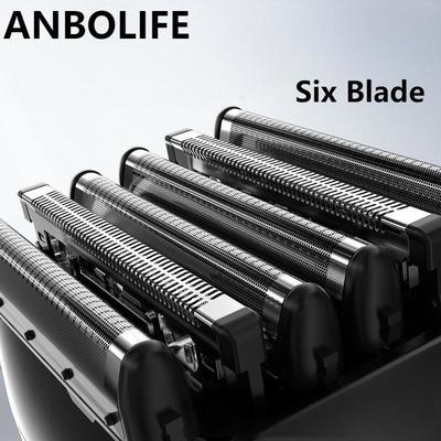 ANBOLIFE 6 Blade Electric Razor с магнитным всасыванием и литийным аккумулятором 900mAh - IPX7 водонепроницаемая бритва для мужчин