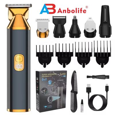6 в 1 многофункциональная электрическая стрижка для волос с IPX7 водонепроницаемой и 1,5 часа времени зарядки для мужского ухода