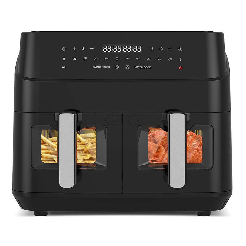 9L двойной корзины воздушный фрайер со стеклянным окном 2600W умный цифровой двойной зоны воздушный фрайер